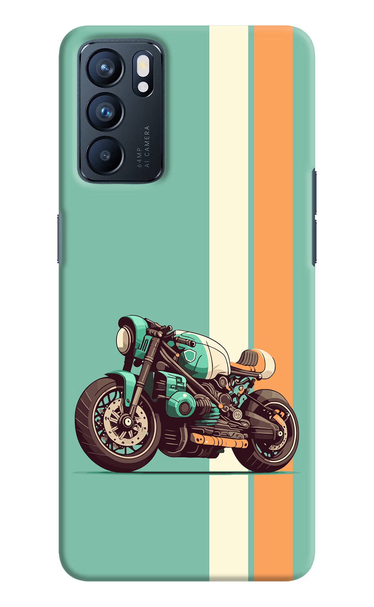 Striped Moto Drift Oppo Reno6 5G Hard Case Back Cover by Casekaro