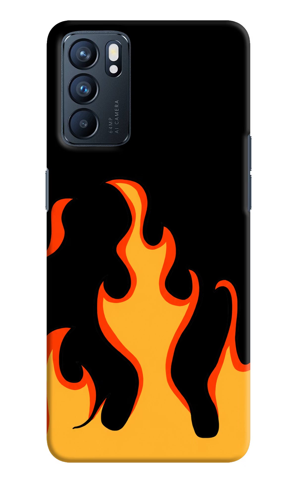 Fired Up – Black Oppo Reno6 5G Hard Case Back Cover by Casekaro