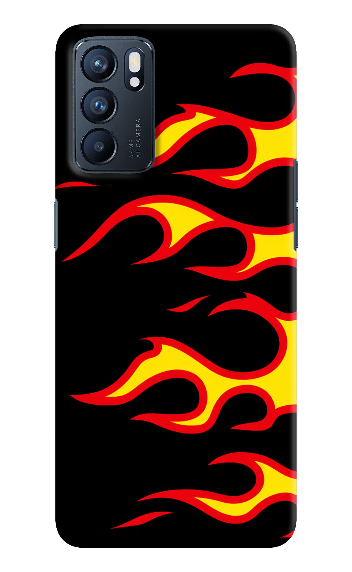 Side Sweep Flames Oppo Reno6 5G Hard Case Back Cover by Casekaro
