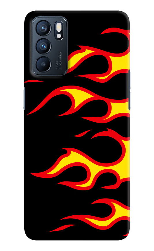 Side Sweep Flames Oppo Reno6 5G Hard Case Back Cover by Casekaro