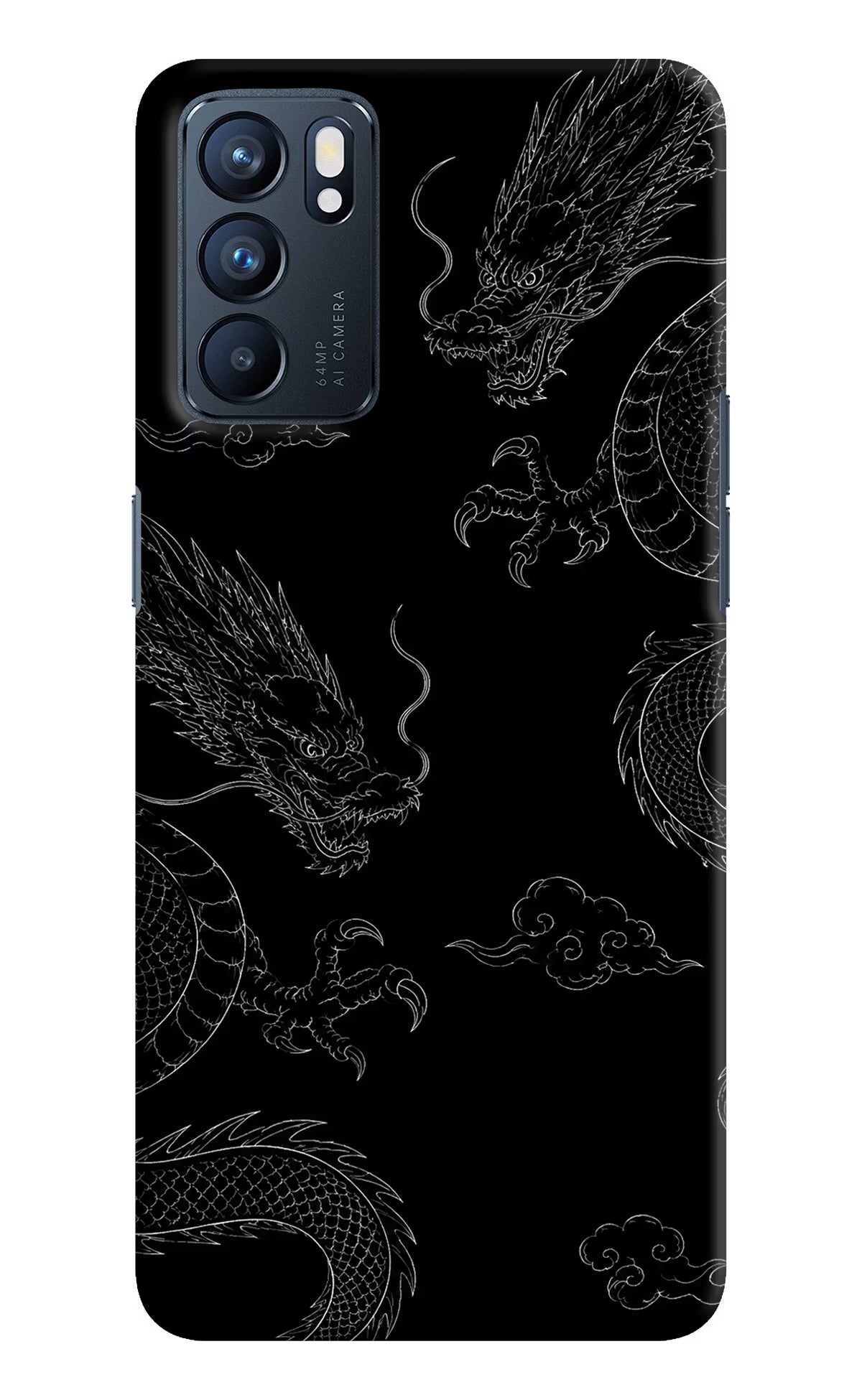 Twin Dragons Oppo Reno6 5G Hard Case Back Cover by Casekaro