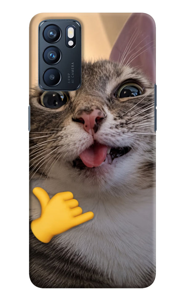 Silly Cat Call Oppo Reno6 5G Hard Case Back Cover by Casekaro
