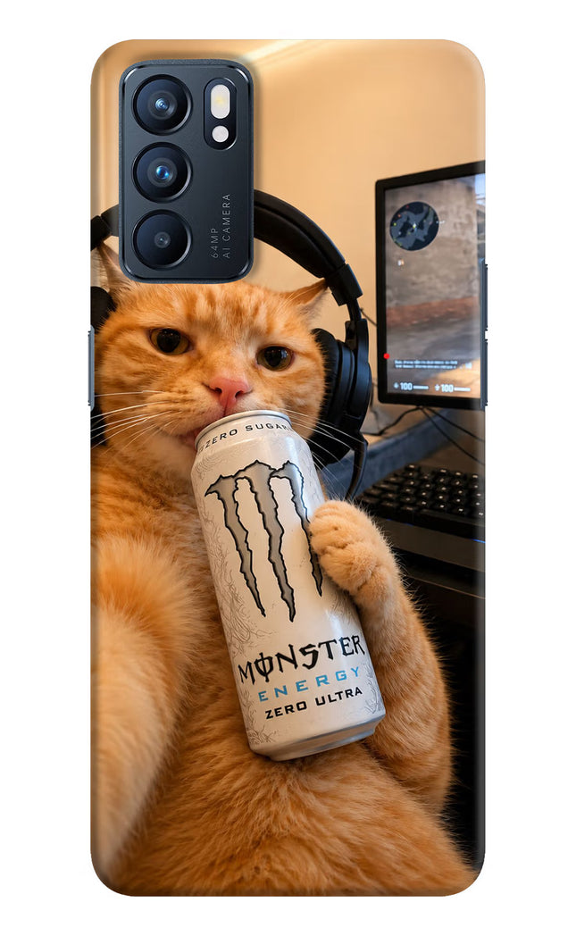 Gamer Cat Energy Oppo Reno6 5G Hard Case Back Cover by Casekaro