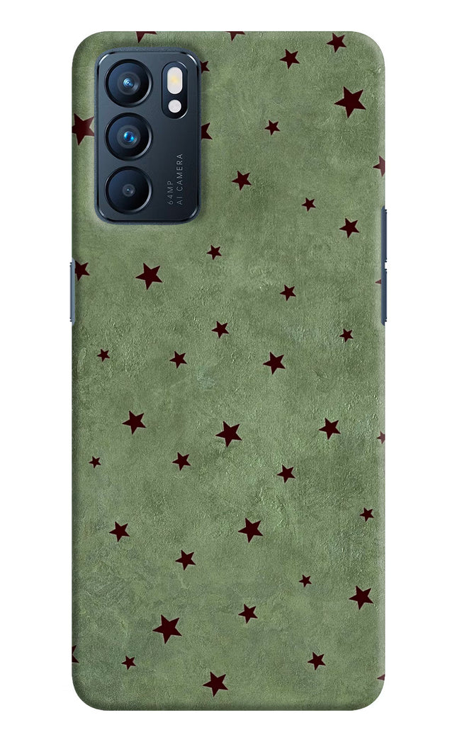 Green Stars Oppo Reno6 5G Hard Case Back Cover by Casekaro