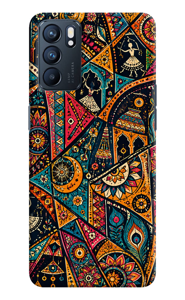 Folk Print Oppo Reno6 5G Hard Case Back Cover by Casekaro