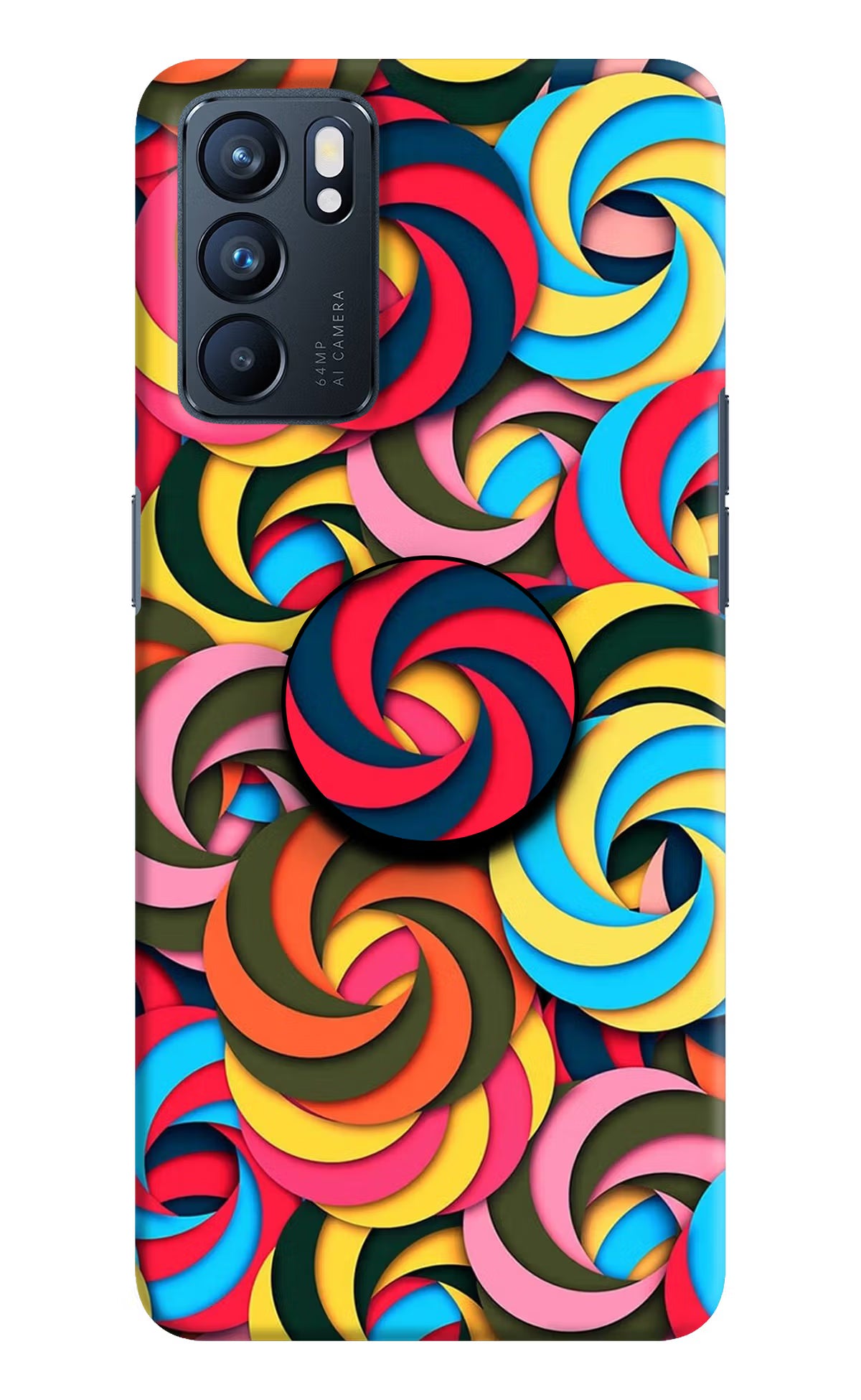 Spiral Pattern Oppo Reno6 5G Pop Case by Casekaro