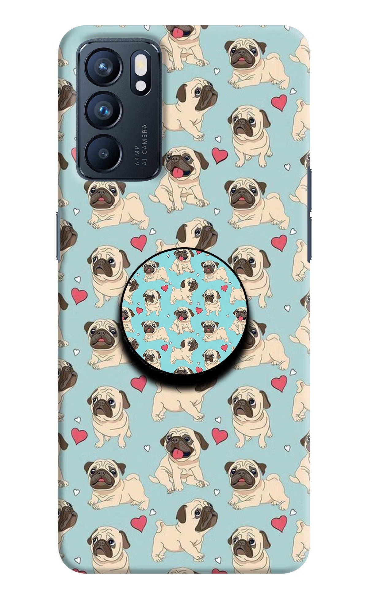 Pug Dog Oppo Reno6 5G Pop Case by Casekaro