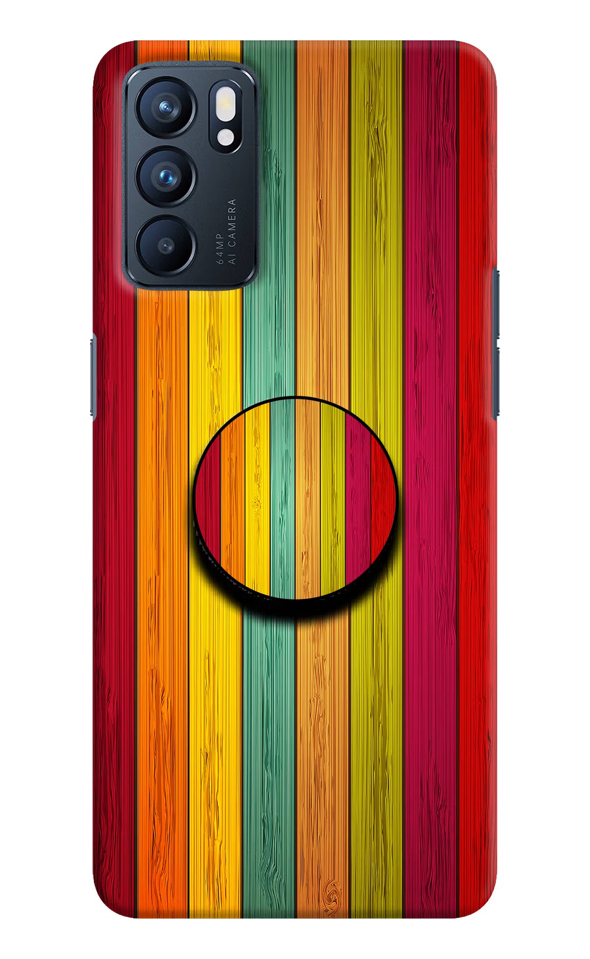 Multicolor Wooden Oppo Reno6 5G Pop Case by Casekaro