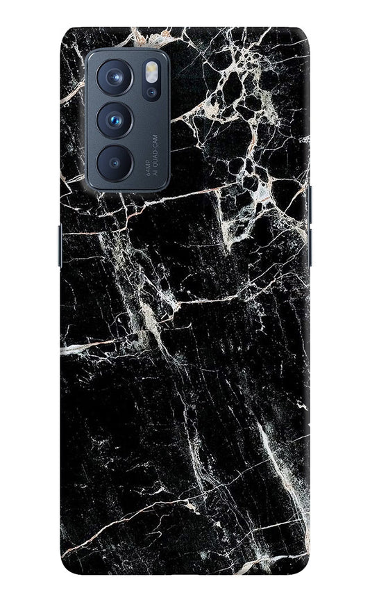 Black Marble Texture Oppo Reno6 Pro 5G Hard Case Back Cover by Casekaro
