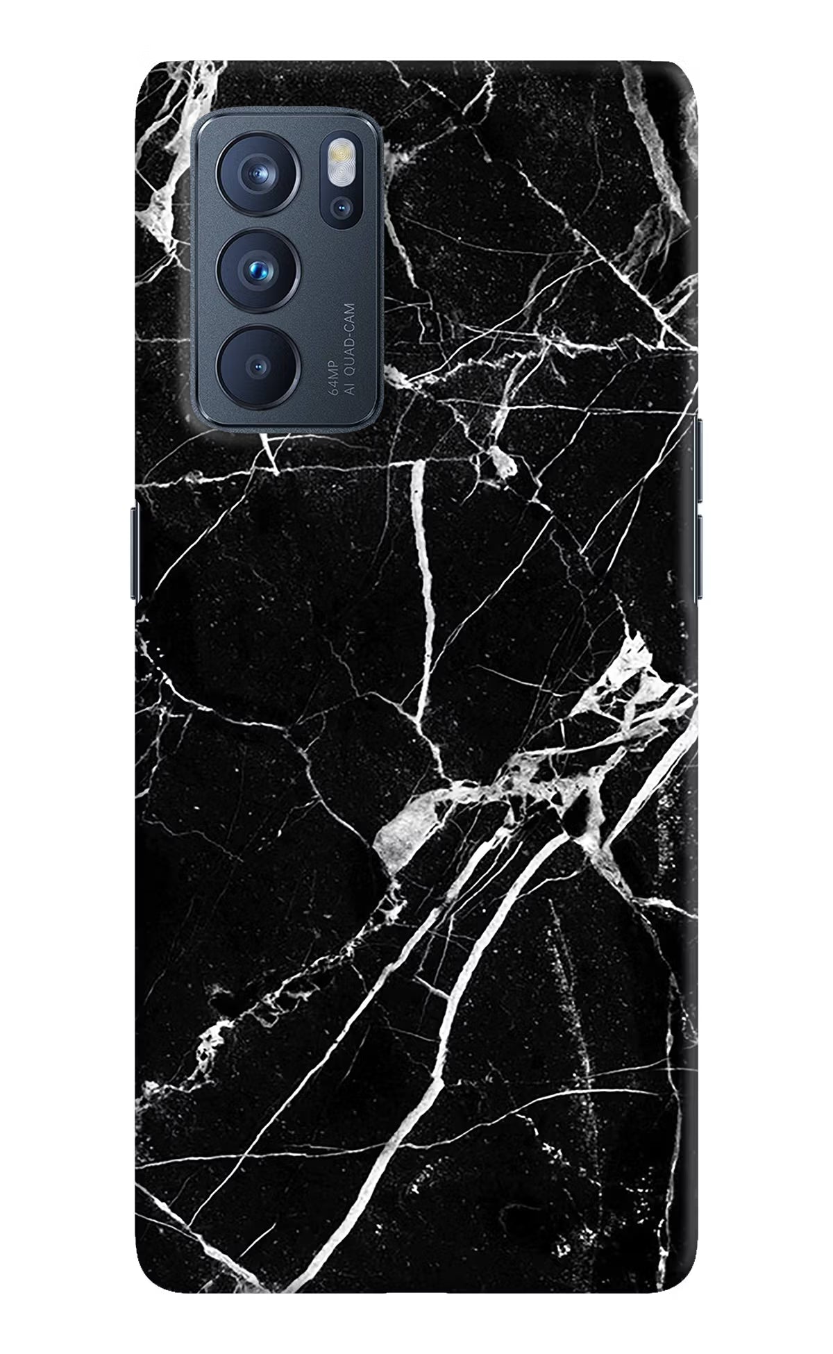 Black Marble Pattern Oppo Reno6 Pro 5G Hard Case Back Cover by Casekaro