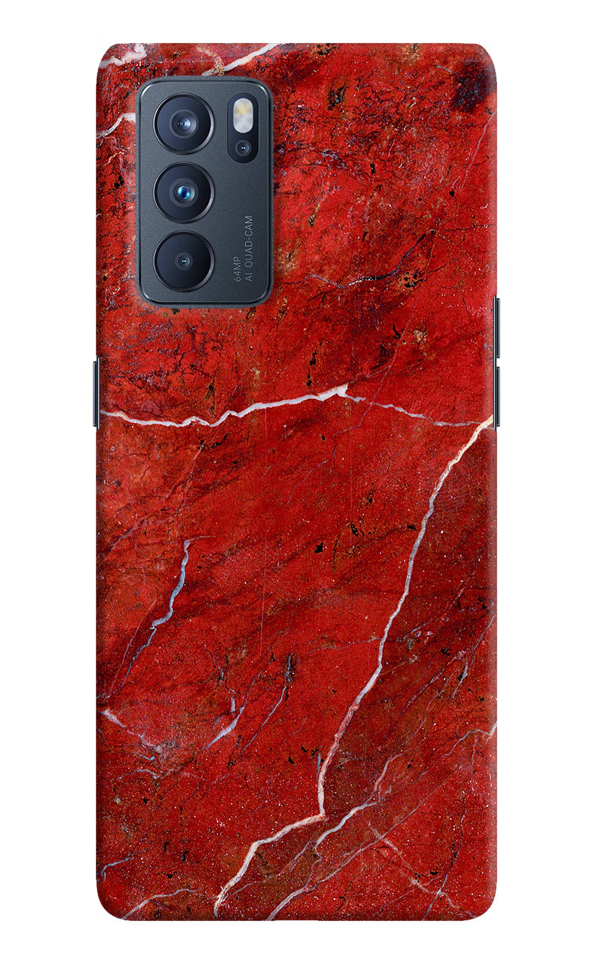 Red Marble Design Oppo Reno6 Pro 5G Hard Case Back Cover by Casekaro