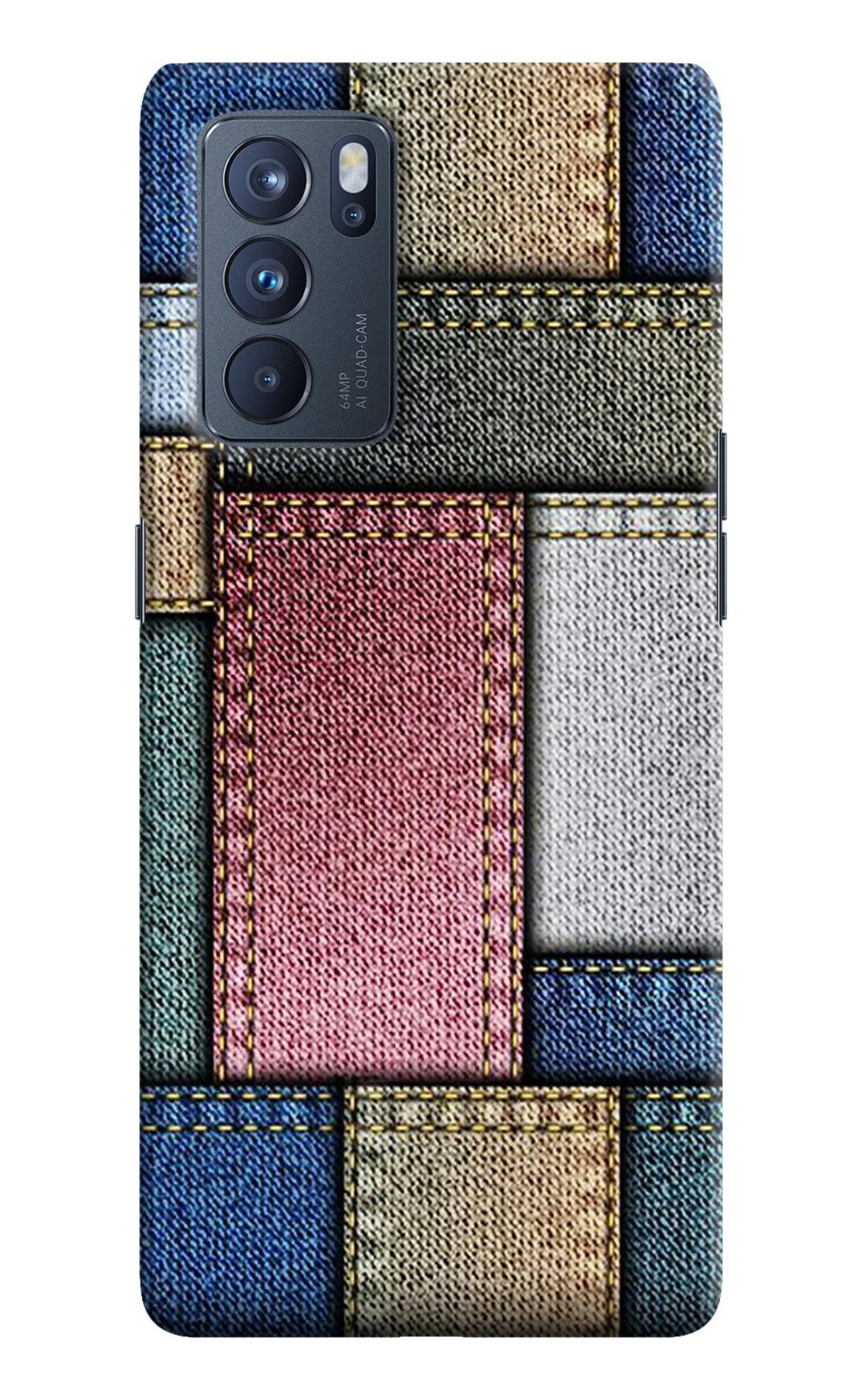 Multicolor Jeans Oppo Reno6 Pro 5G Hard Case Back Cover by Casekaro