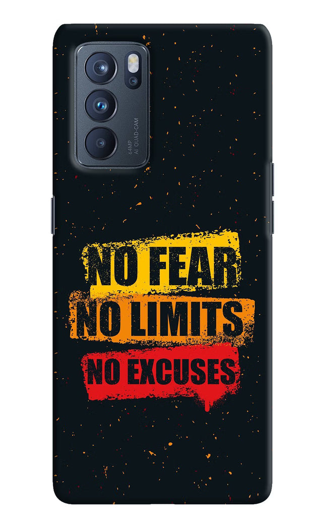 No Fear No Limits No Excuse Oppo Reno6 Pro 5G Hard Case Back Cover by Casekaro