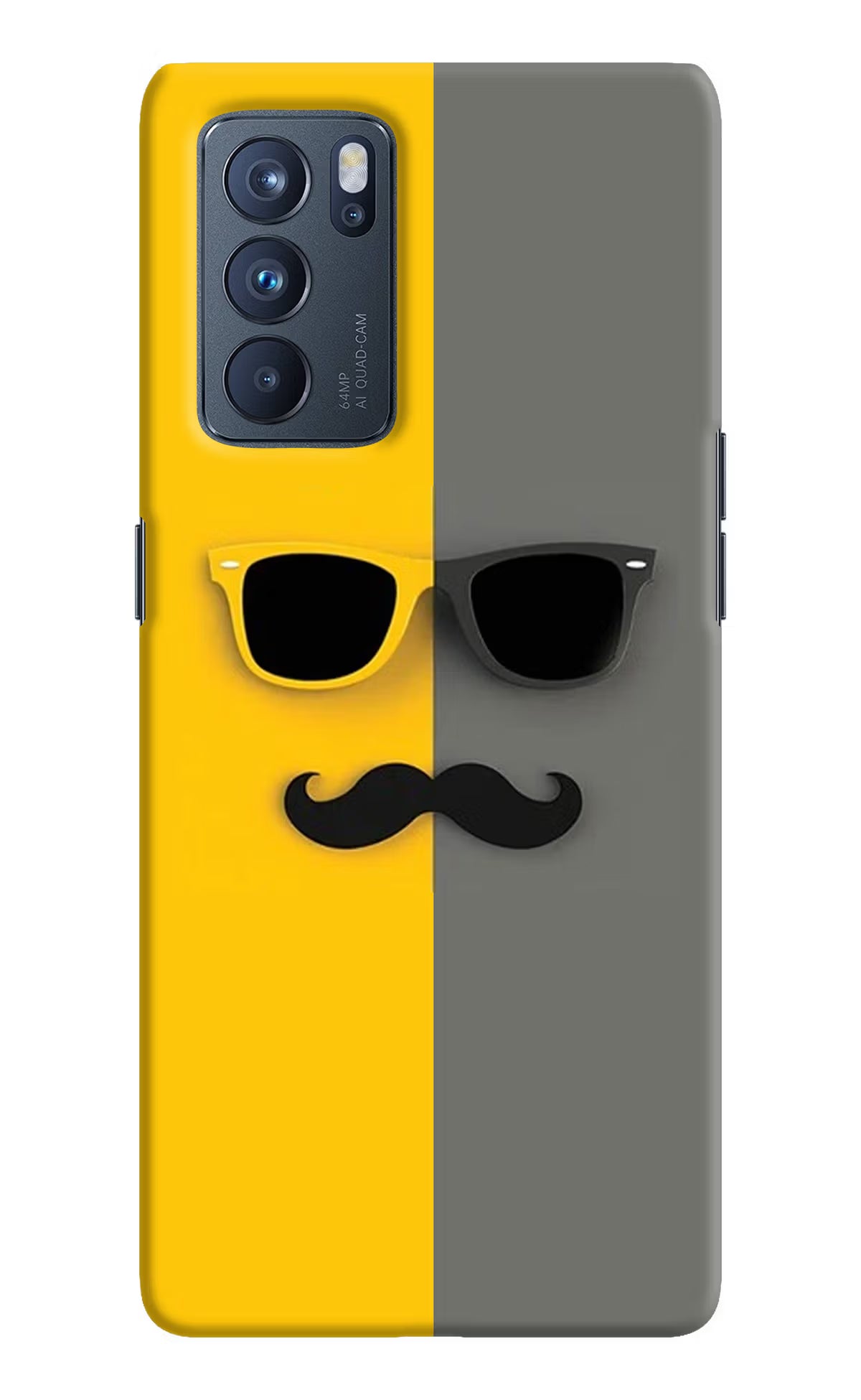 Sunglasses with Mustache Oppo Reno6 Pro 5G Hard Case Back Cover by Casekaro