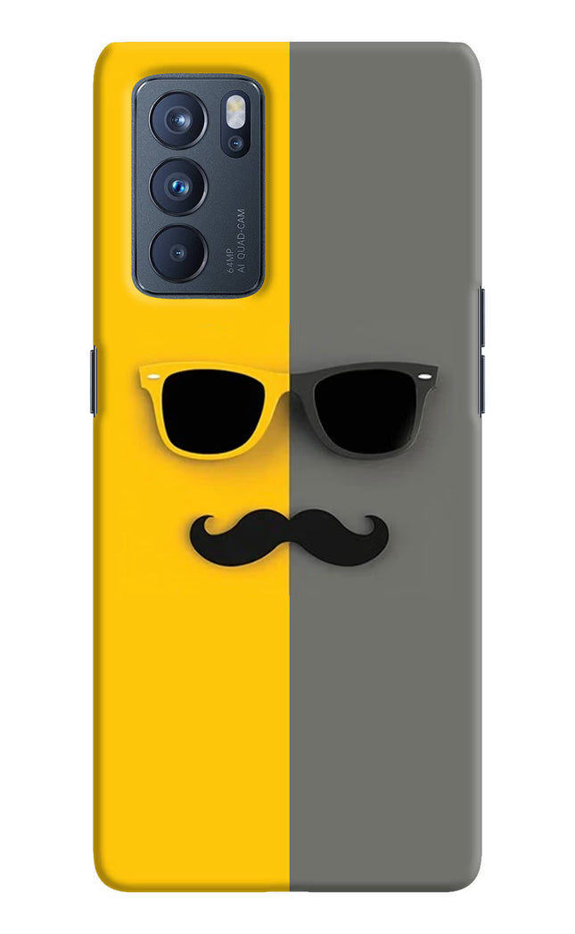 Sunglasses with Mustache Oppo Reno6 Pro 5G Hard Case Back Cover by Casekaro