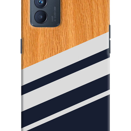 Blue and white wooden Oppo Reno6 Pro 5G Hard Case Back Cover by Casekaro