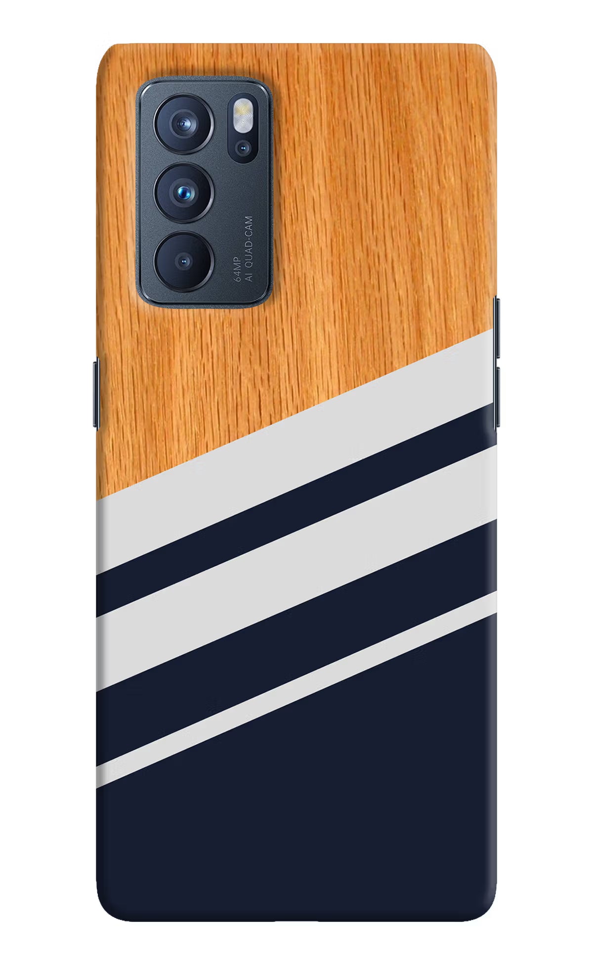 Blue and white wooden Oppo Reno6 Pro 5G Hard Case Back Cover by Casekaro