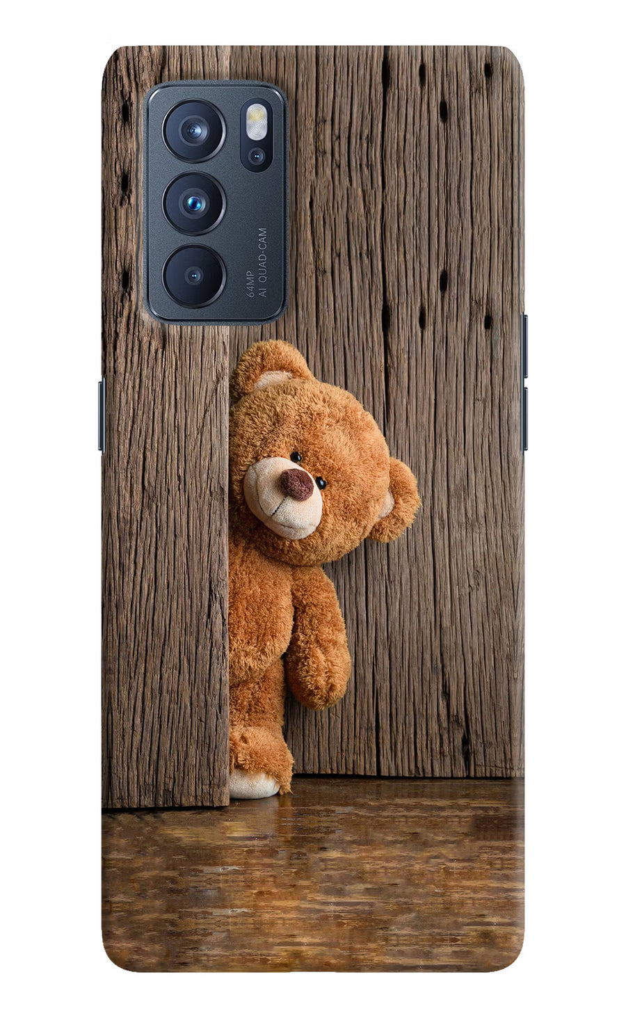 Teddy Wooden Oppo Reno6 Pro 5G Back Cover, Hard case