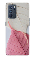White Pink Leaf Oppo Reno6 Pro 5G Hard Case Back Cover by Casekaro