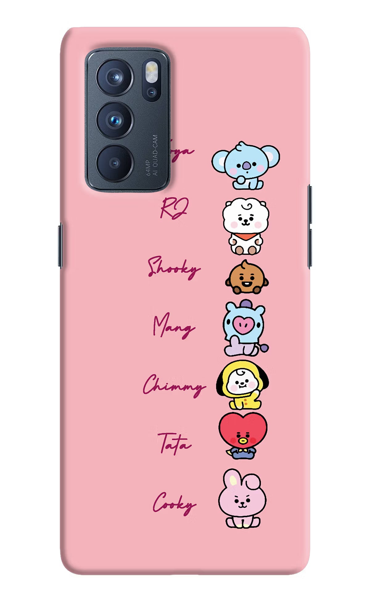 BTS names Oppo Reno6 Pro 5G Hard Case Back Cover by Casekaro