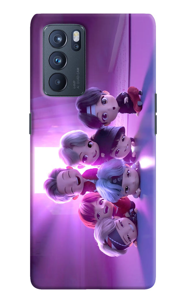 BTS Chibi Oppo Reno6 Pro 5G Hard Case Back Cover by Casekaro