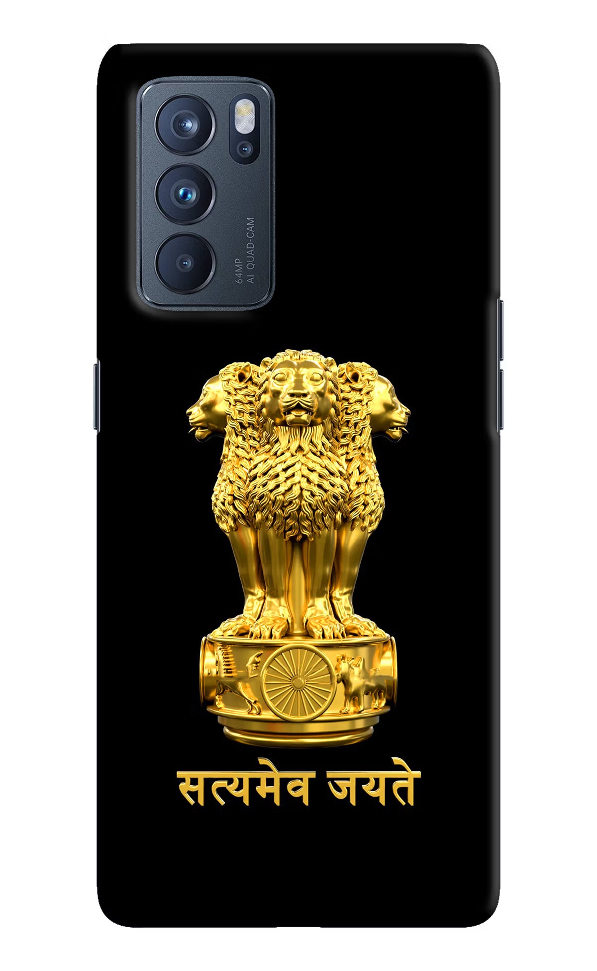 Satyamev Jayate Golden Oppo Reno6 Pro 5G Hard Case Back Cover by Casekaro