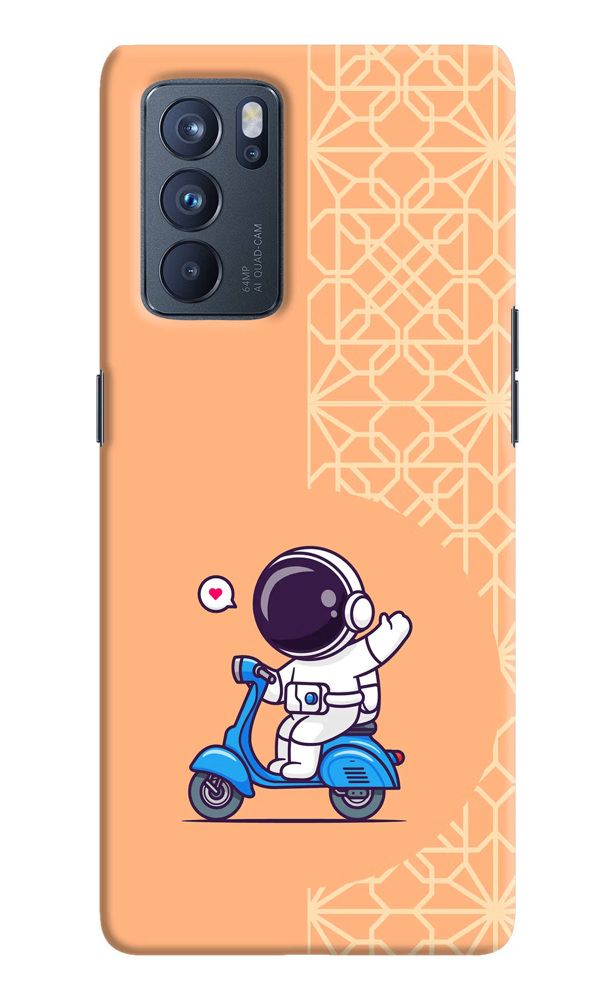 Cute Astronaut Riding Oppo Reno6 Pro 5G Hard Case Back Cover by Casekaro