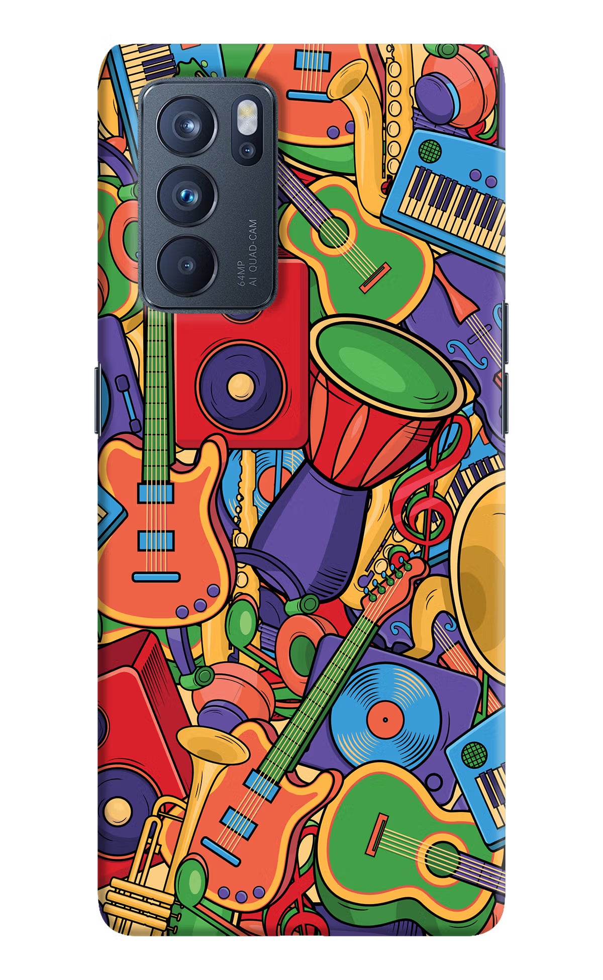 Music Instrument Doodle Oppo Reno6 Pro 5G Hard Case Back Cover by Casekaro