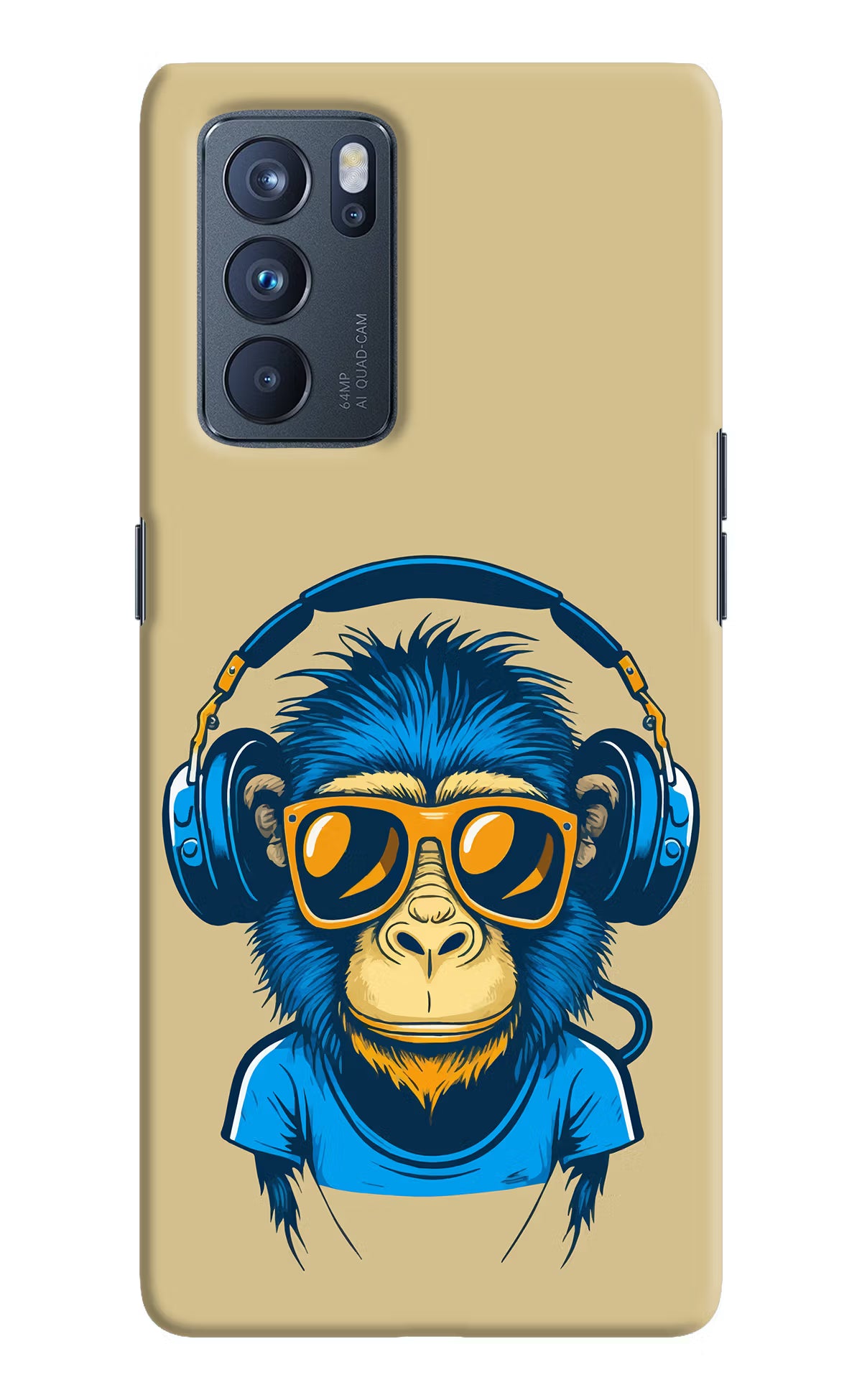Monkey Headphone Oppo Reno6 Pro 5G Hard Case Back Cover by Casekaro