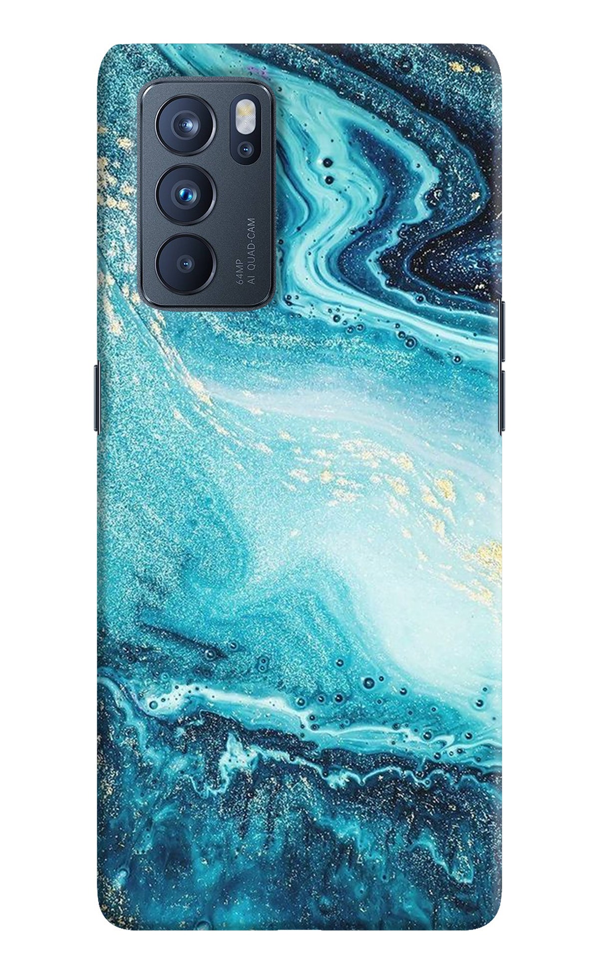 Blue Glitter Marble Oppo Reno6 Pro 5G Back Cover