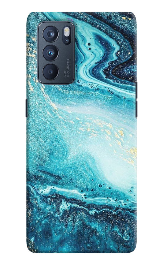 Blue Glitter Marble Oppo Reno6 Pro 5G Hard Case Back Cover by Casekaro