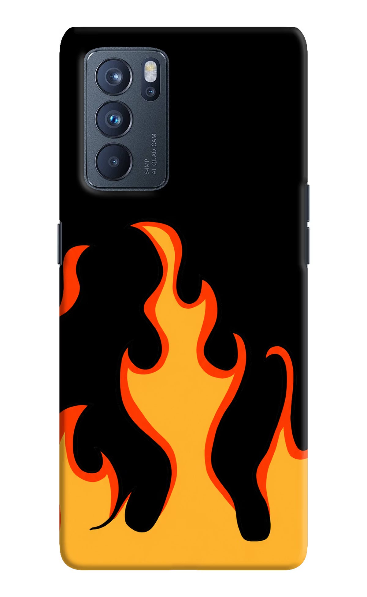 Fired Up – Black Oppo Reno6 Pro 5G Hard Case Back Cover by Casekaro