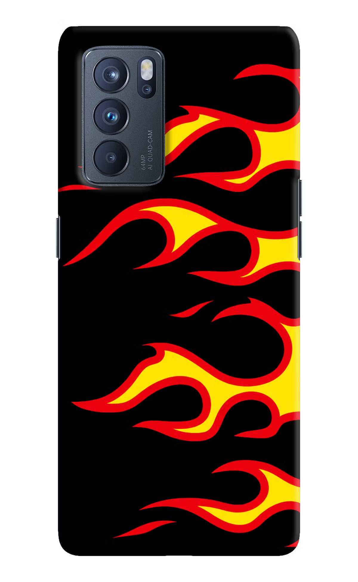 Side Sweep Flames Oppo Reno6 Pro 5G Hard Case Back Cover by Casekaro