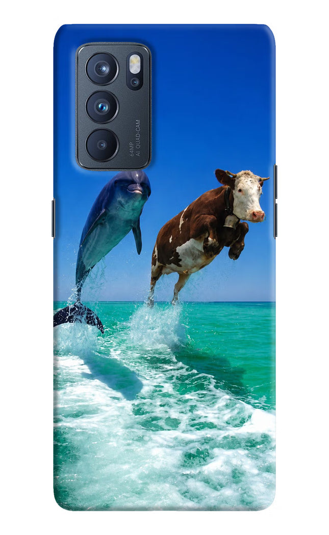 Dolphin vs Cow Oppo Reno6 Pro 5G Hard Case Back Cover by Casekaro