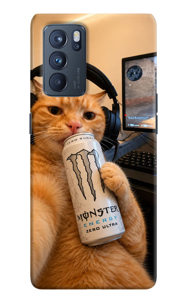 Gamer Cat Energy Oppo Reno6 Pro 5G Hard Case Back Cover by Casekaro