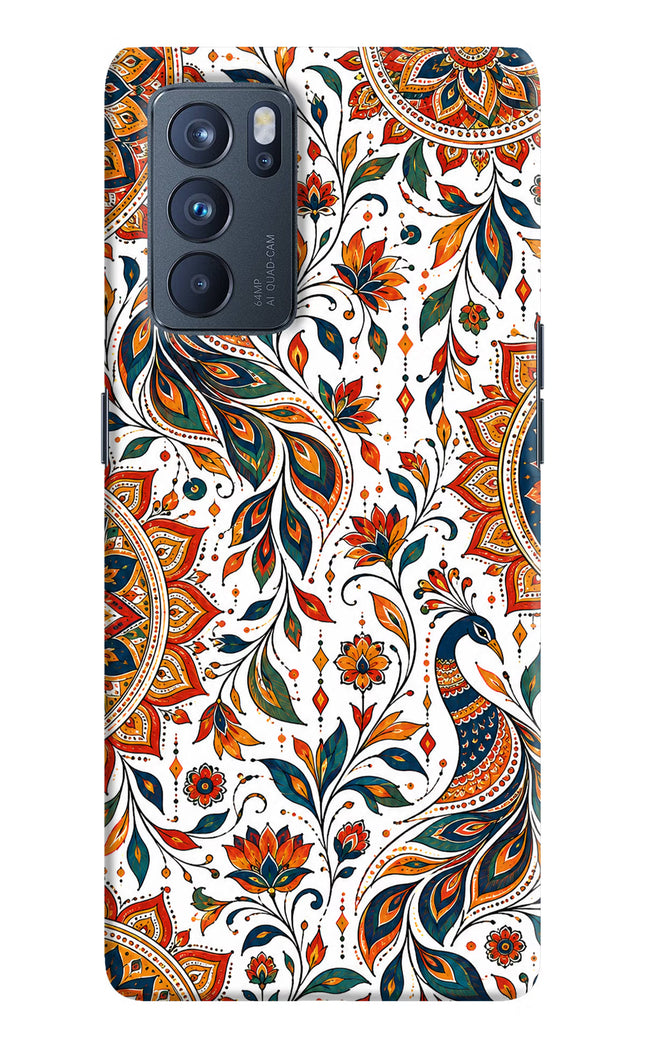 White Mayura Oppo Reno6 Pro 5G Hard Case Back Cover by Casekaro