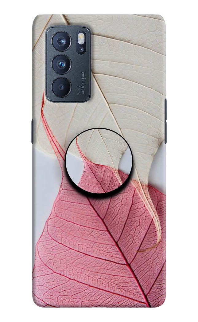 White Pink Leaf Oppo Reno6 Pro 5G Pop Case by Casekaro