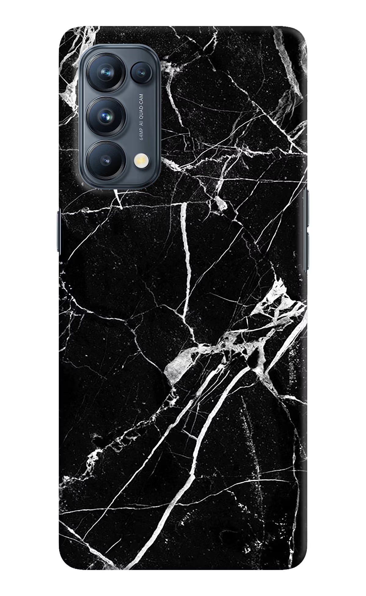 Black Marble Pattern Oppo Reno5 Pro 5G Hard Case Back Cover by Casekaro