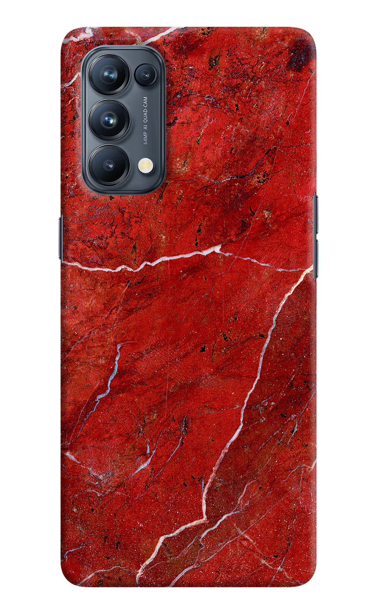 Red Marble Design Oppo Reno5 Pro 5G Hard Case Back Cover by Casekaro