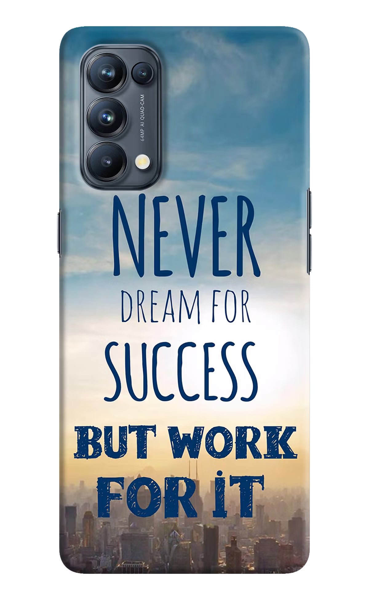 Never Dream For Success But Work For It Oppo Reno5 Pro 5G Hard Case Back Cover by Casekaro