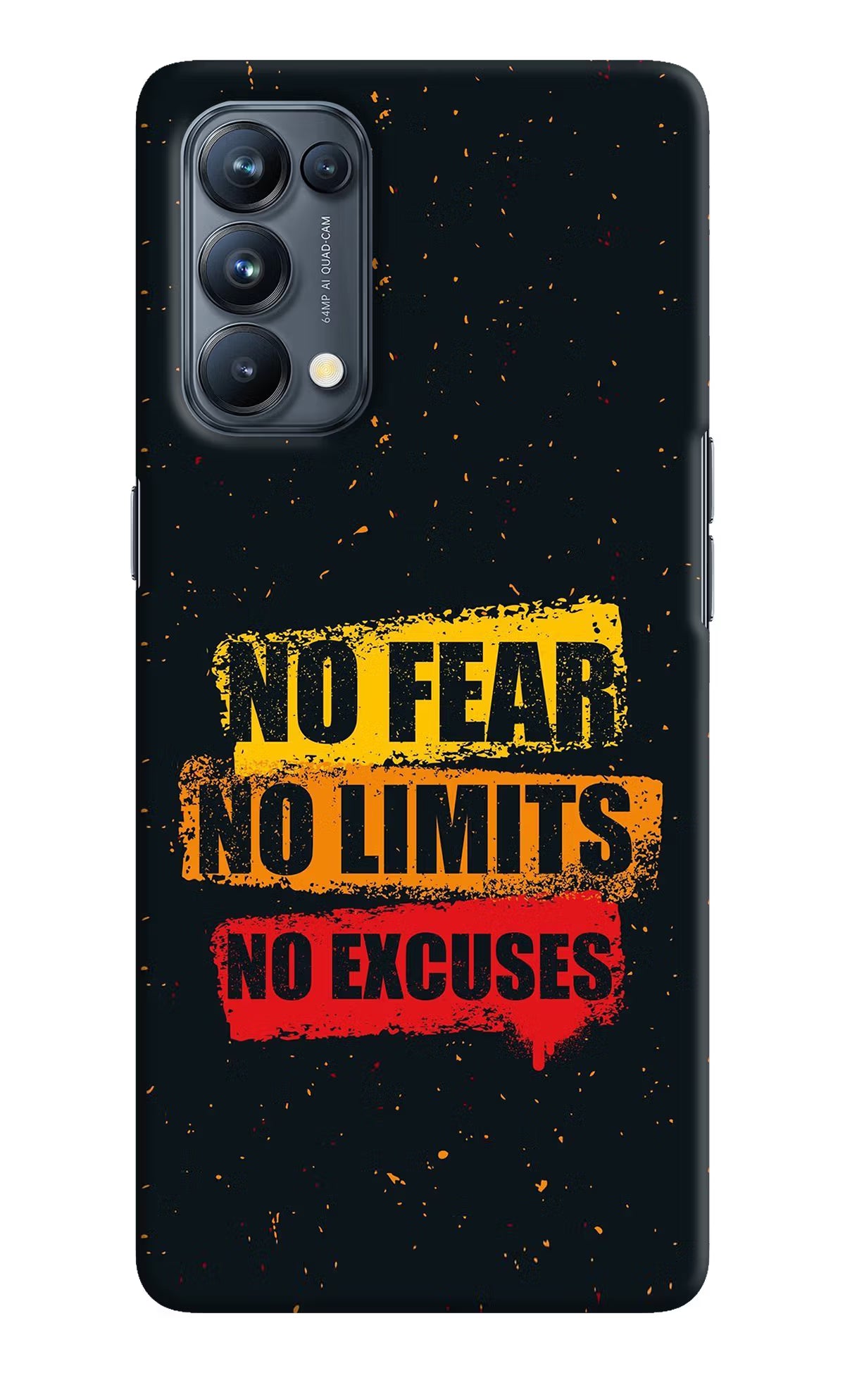 No Fear No Limits No Excuse Oppo Reno5 Pro 5G Hard Case Back Cover by Casekaro