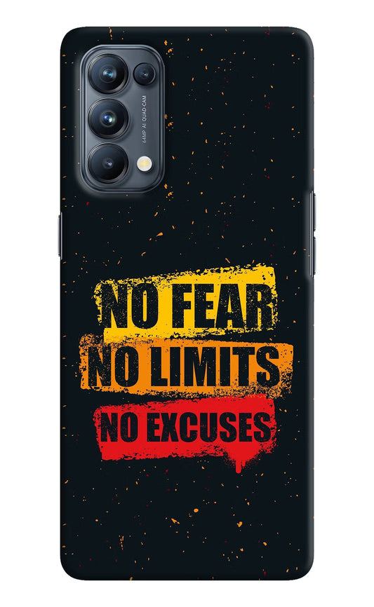 No Fear No Limits No Excuse Oppo Reno5 Pro 5G Hard Case Back Cover by Casekaro