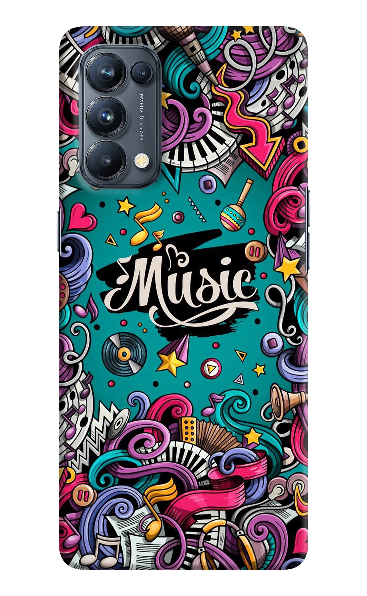 Music Graffiti Oppo Reno5 Pro 5G Hard Case Back Cover by Casekaro