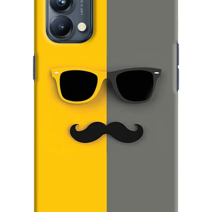 Sunglasses with Mustache Oppo Reno5 Pro 5G Hard Case Back Cover by Casekaro