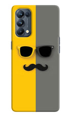 Sunglasses with Mustache Oppo Reno5 Pro 5G Hard Case Back Cover by Casekaro