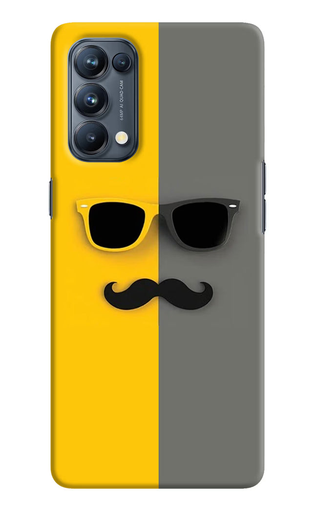 Sunglasses with Mustache Oppo Reno5 Pro 5G Hard Case Back Cover by Casekaro
