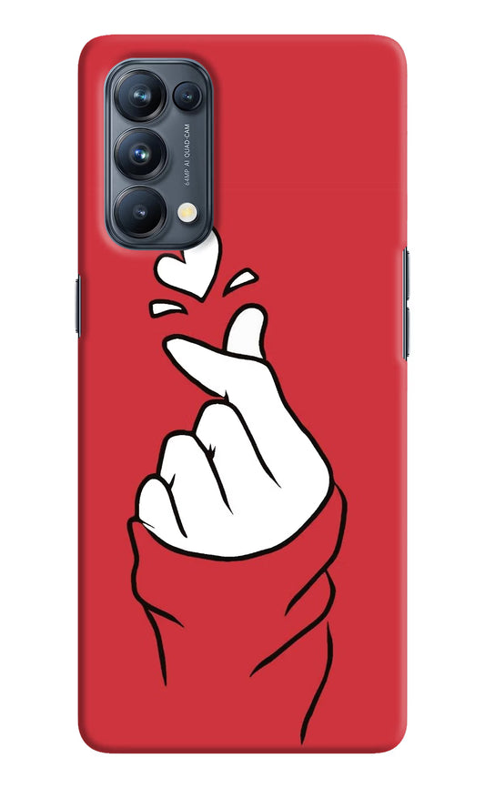Korean Love Sign Oppo Reno5 Pro 5G Hard Case Back Cover by Casekaro