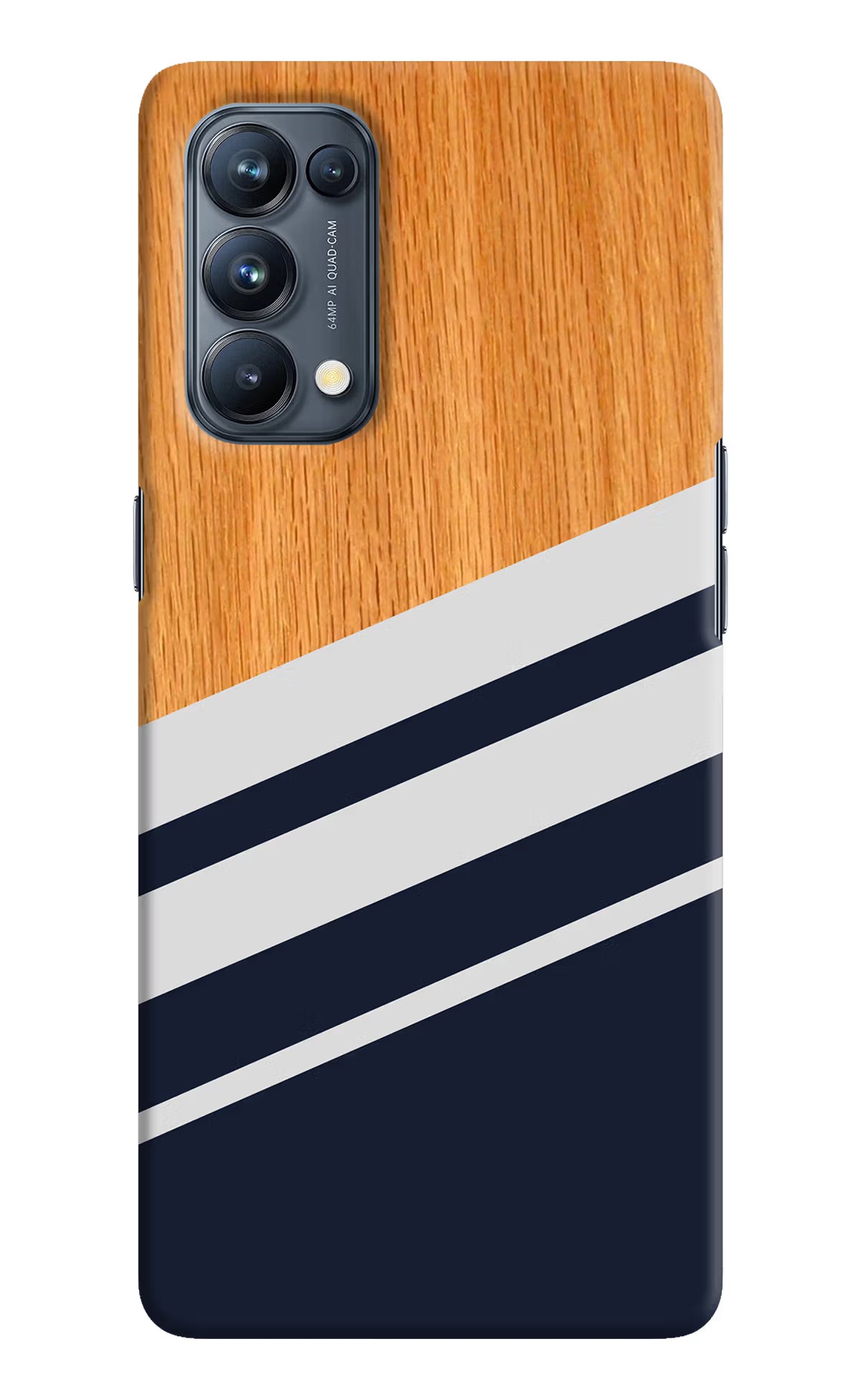 Blue and white wooden Oppo Reno5 Pro 5G Hard Case Back Cover by Casekaro