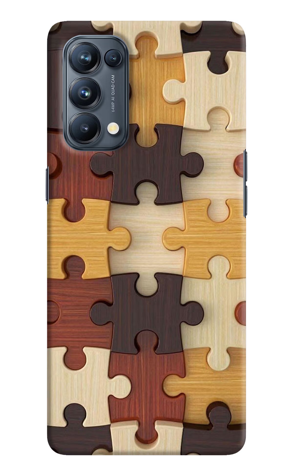 Wooden Puzzle Oppo Reno5 Pro 5G Hard Case Back Cover by Casekaro