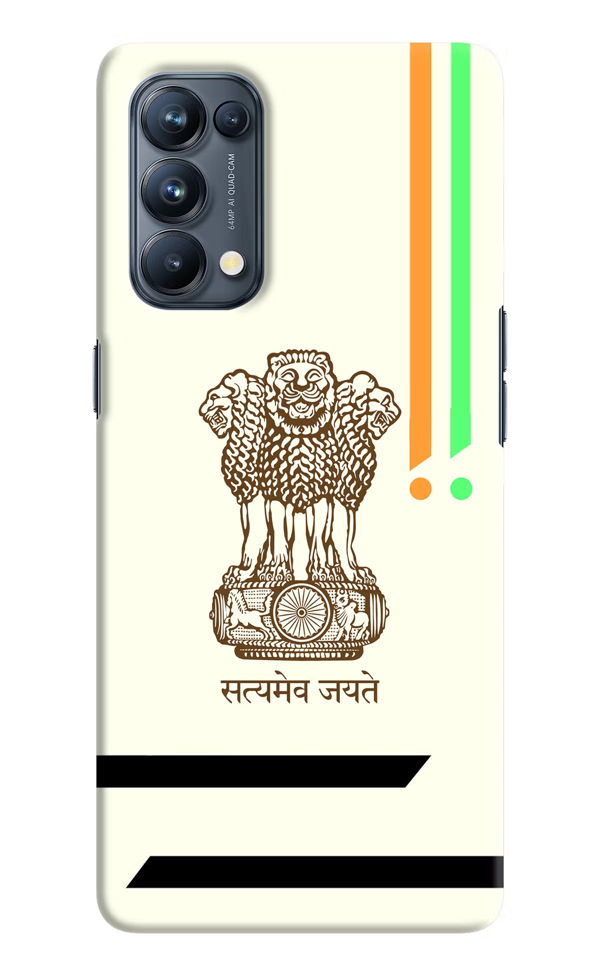 Satyamev Jayate Brown Logo Oppo Reno5 Pro 5G Hard Case Back Cover by Casekaro